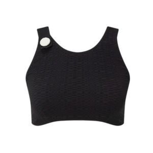 New LISA MARIE FERNANDEZ Button Black Seersucker Top Swim